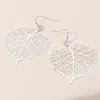 Fashnzfab Metal Filigree Leaf Dangle Earrings - Matte Silver In Metallic