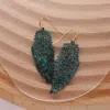 Fashnzfab Metal Filigree Leaf Dangle Earrings - Patina Verdigris In Green