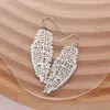 Fashnzfab Metal Filigree Leaf Dangle Earrings - Rhodium In Metallic