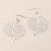 Fashnzfab Metal Filigree Leaf Dangle Earrings - Matte Silver In Metallic