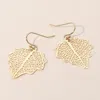 Fashnzfab Metal Filigree Leaf Dangle Earrings In Multi