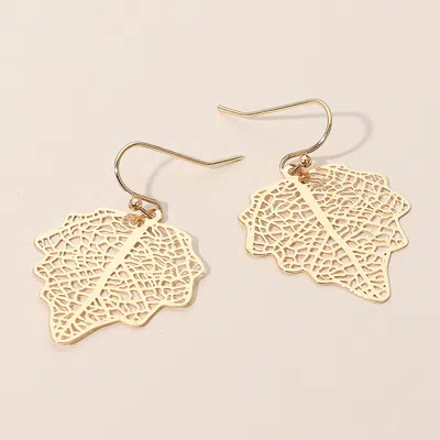 Fashnzfab Metal Filigree Leaf Dangle Earrings In Multi