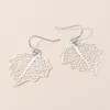 Fashnzfab Metal Filigree Leaf Dangle Earrings In Silver