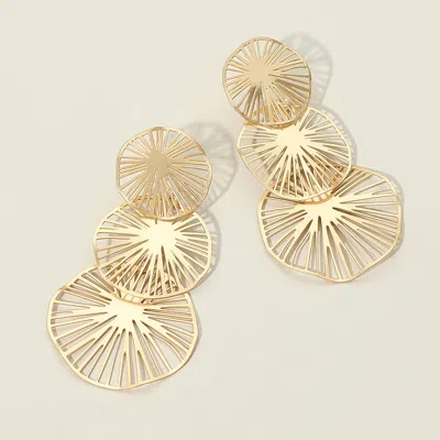 Fashnzfab Metal Filigree Lotus Leaves Earrings In Gold