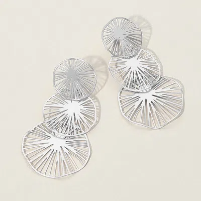 Fashnzfab Metal Filigree Lotus Leaves Earrings In Metallic