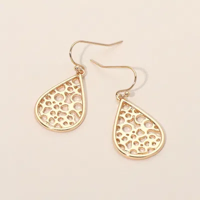 Fashnzfab Metal Filigree Teardrop Dangle Earrings In Gold