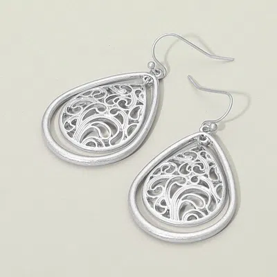 Fashnzfab Metal Filigree Teardrop Dangle Earrings In Multi