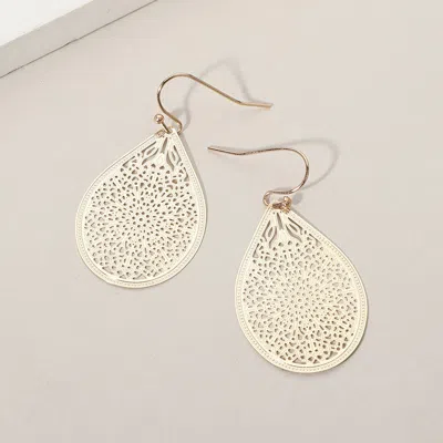 Fashnzfab Metal Filigree Teardrop Earrings In Gold