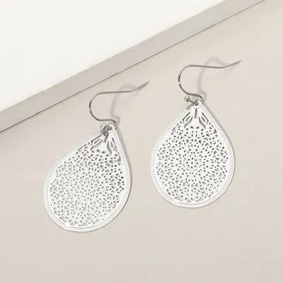Fashnzfab Metal Filigree Teardrop Earrings In Multi