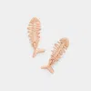 Fashnzfab Metal Fishbone Sterling Silver Post Stud Earrings - Rose Gold In Gold
