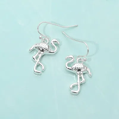 Fashnzfab Metal Flamingo Dangle Earrings In Silver