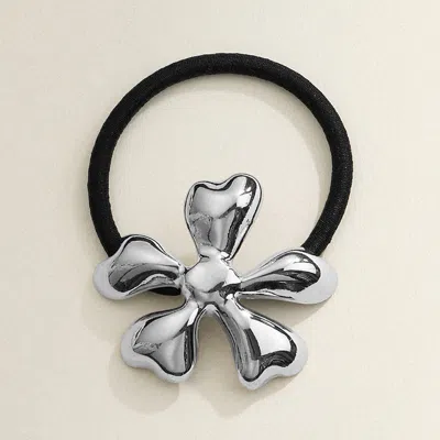 Fashnzfab Metal Flower Pointed Hair Band In Black