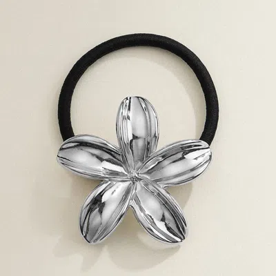 Fashnzfab Metal Flower Pointed Hair Band In Metallic