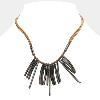 Fashnzfab Metal Fringe Bars Necklace In Multi
