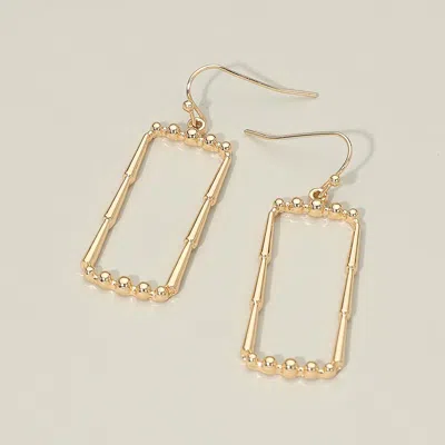 Fashnzfab Metal Geometric Beaded Rectangular Frame Drop Earrings In Gold