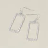 Fashnzfab Metal Geometric Beaded Rectangular Frame Drop Earrings In Silver