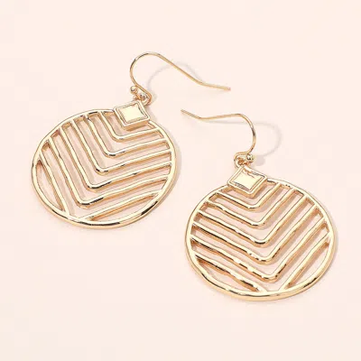 Fashnzfab Metal Geometric Chevron Line Disc Dangle Earrings In Gold