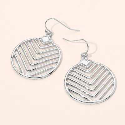 Fashnzfab Metal Geometric Chevron Line Disc Dangle Earrings In Multi