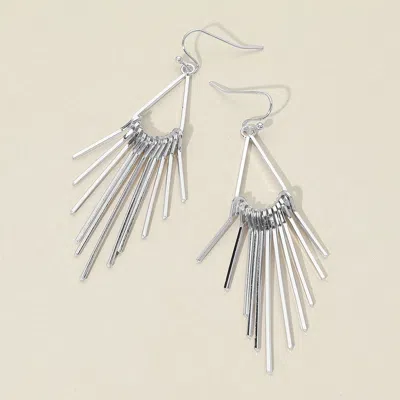 Fashnzfab Metal Geometric Fan Tassel Dangle Earrings In Metallic