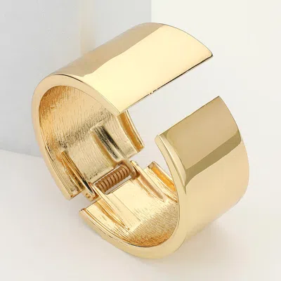 Fashnzfab Metal Geometric Hinged Bangle Bracelet Gold