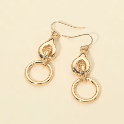 Fashnzfab Metal Geometric Knot Link Drop Earrings In Gold