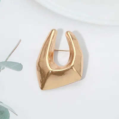 Fashnzfab Metal Geometric Shape Pin Brooch In Gold