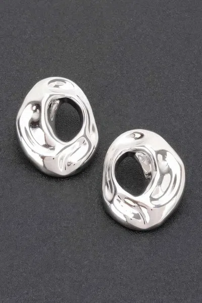 Fashnzfab Metal Gold Dip Earring In Silver