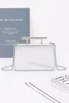 Fashnzfab Metal Handle Top Case Clutch In Silver
