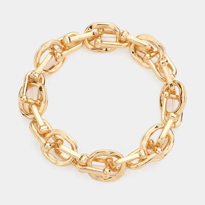 Fashnzfab Metal Hardware Link Stretch Bracelet Gold