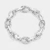 Fashnzfab Metal Hardware Link Stretch Bracelet Rhodium In Multi