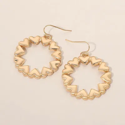 Fashnzfab Metal Heart Beaded Ring Drop Earrings In Gold