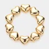 Fashnzfab Metal Heart Beaded Stretch Bracelet Gold In Gold