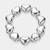 Fashnzfab Metal Heart Beaded Stretch Bracelet Silver In Metallic
