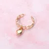 Fashnzfab Metal Heart Charm Dangle Adjustable Ring In Gold