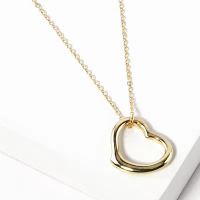 Fashnzfab Metal Heart Cut Out Pendant Necklace - Gold