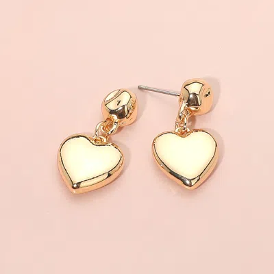 Fashnzfab Metal Heart Dangle Earrings - Gold