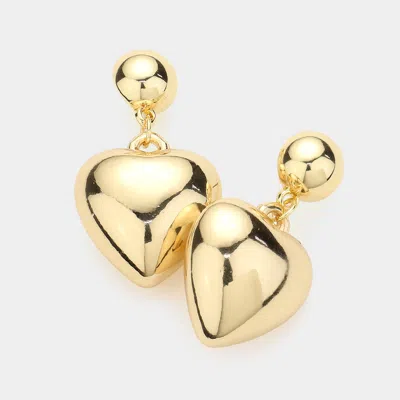 Fashnzfab Metal Heart Dangle Earrings In Gold