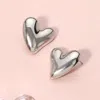 Fashnzfab Metal Heart Earrings - Rhodium In Silver