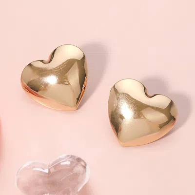 Fashnzfab Metal Heart Earrings In Gold