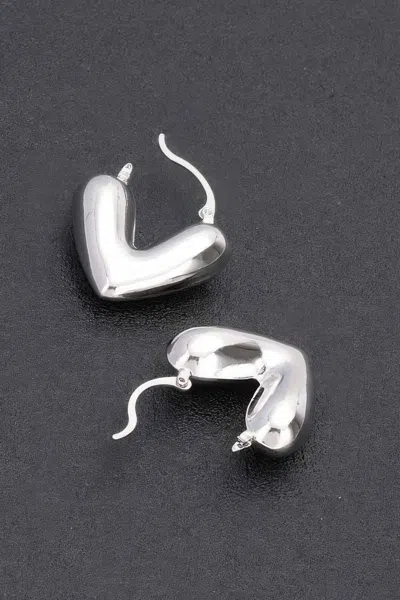 Fashnzfab Metal Heart Earrings In Gold