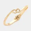 Fashnzfab Metal Heart Hands Hinged Bangle Bracelet - Antique Gold In Gold