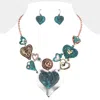 Fashnzfab Metal Heart Link Necklace In Multi