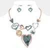 Fashnzfab Metal Heart Link Necklace In Multi
