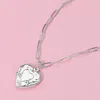 Fashnzfab Metal Heart Locket Pendant Paperclip Chain Necklace In Metallic