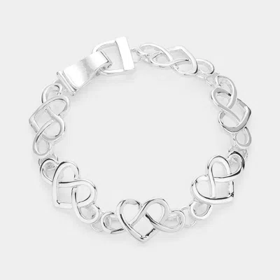 Fashnzfab Metal Heart Magnetic Bracelet Silver In Metallic