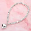 Fashnzfab Metal Heart Pendant Bubble Chain Toggle Necklace In Silver