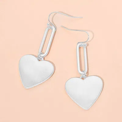 Fashnzfab Metal Heart Plate Drop Earrings In Silver