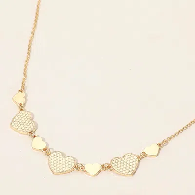 Fashnzfab Metal Heart Plate Link Necklace In Gold