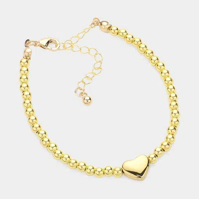 Fashnzfab Metal Heart Pointed Bubble Bracelet Gold