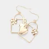 Fashnzfab Metal Heart Ribbon Gift Box Dangle Earrings In Gold